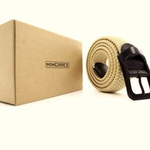 Mens Braided Stretch Belts, Canvas Woven Elastic Belts